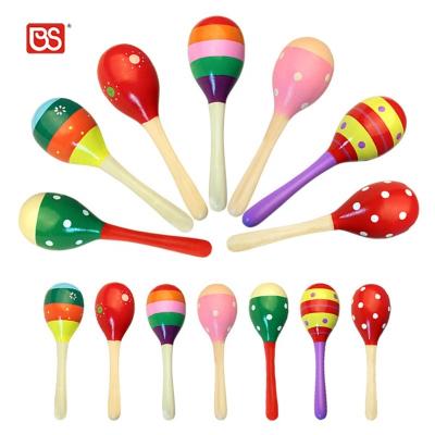 China BS Toy Colorful Sand Hammer Maracas Musical Instruments 10cm /20cm/25cm Toy Preschool Education Wood Model Percussion For Kid for sale