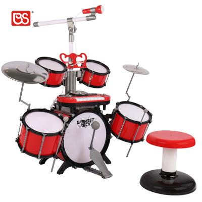 China BS Educational Toy Training Kids Juguete Luxury Plating Electric Musical Instruments Rock and Jazz Drum Set Toy With Adjustable for sale