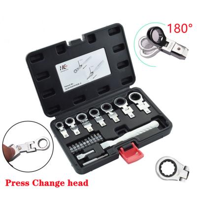 China Portable Metal Drilling 20 Pieces Set Replaceable Key Shake Ratchet Shaking 180 Degreesrotating Speed ​​Wrench for sale