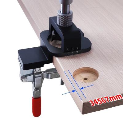 China Adjustable Hinge Woodworking Jig Boring 35mm Woodworking Hole Drill Guide Marker with Mounting Hole Opener Gauge Door Aluminum Cabinet for sale