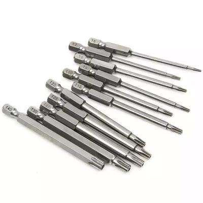 China Metal Drilling 11 Piece 1/4 Inch Hex Shank T6-T40 3 Inch Security Head Screwdriver Steel Torx Drill. of length S2 set bit for sale