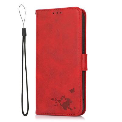 China Anti-fall Card Insert Phone Wallet Case Leather For Iphone Case Leather Phone Cover With Cat for sale