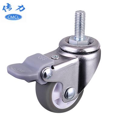 China PIVOT Factory Wholesale Tape Braked Caster Wheels 1.5 Inch Threaded Stem Swivel Casters for sale