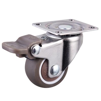 China PIVOT 1.5 Inch Flat Casters With Quiet Brakes And Wear Resistant Tape Swivel Caster Wheels for sale