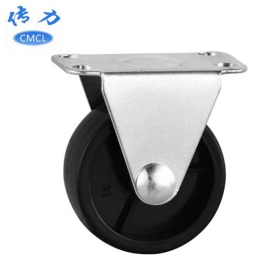 China Rigid Diameter 40mm Light Duty Fixed Caster Wheels 1.5 Inch Flat Black PP Casters Wheels for sale