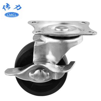 China Light Duty Black 1.5 Inch PIVOT Caster Wheel 40mm Diameter Dish Casters Light Duty Swivel Wheels With Brake for sale