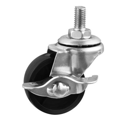 China PIVOT 1.5 Inch Black PP Screw On Caster Wheels With Brake Stem Casters for sale