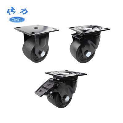 China 3 Inch Rigid Casters With Brake 75mm Diameter Plate Fixed Caster Mechanical Hardware Caster Nylon for sale