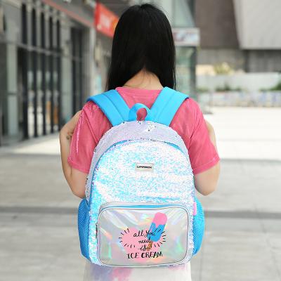 China Reinforcement Little Girl School Sequins Backpack Bags For School Children for sale