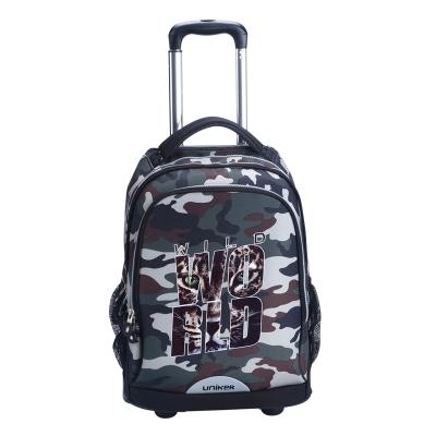 China UNIKER Water Repellent Camouflage Original Designed Rolling Trolley Backpack Rolled School Trolley Bag Continuing Trolley Backpack for sale