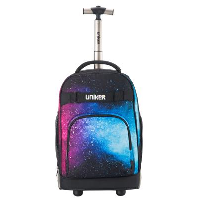 China UNIKER USB Water Repellent Trolley Backpack Fabric With Waterproof Trolley Bag For School Student Trolley Bag for sale