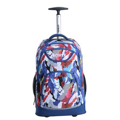 China Popular UNIKER Water Repellent Unisex Trolley Backpack Pattern School Backpack Trolley School Backpack For Students for sale