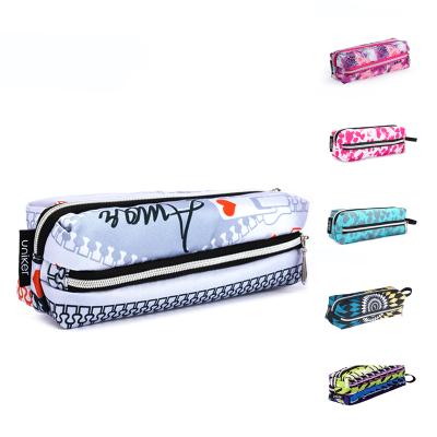 China Schools & Offices UNIKER 3 Layers Pencil Case Pouch Stationery With Pocket for sale