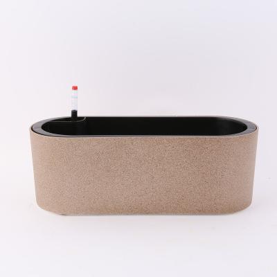 China Contemporary PP Material Customized Garden Decoration Sandblasting Plastic Self Watering Flower Pot for sale