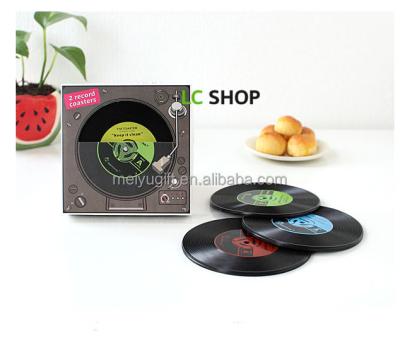 China Wholesale Custom Eco-friendly PVC Soft Coaster 2PCS Vinyl Record CD Logo Soft PVC Rubber Coaster One Set for sale