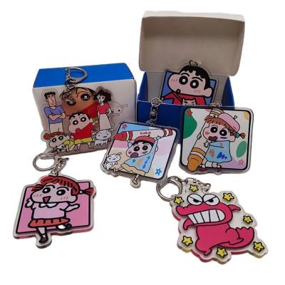 China New Environmental Friendly Cute Cartoon Fashion Charm Custom Acrylic Anime Colorful Printed Key Chain Plastic Key Chain for sale