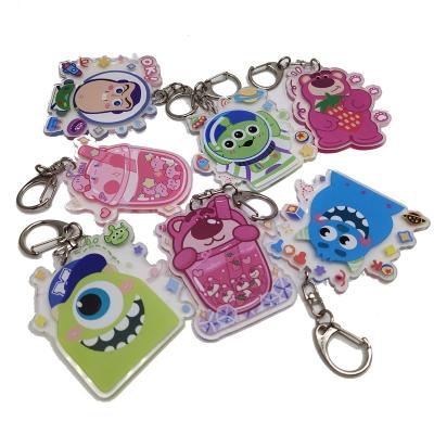 China Custom Cute Design Kawaii Acrylic Anime Charm Colorful Printed Plastic Key Ring Key Chain for sale