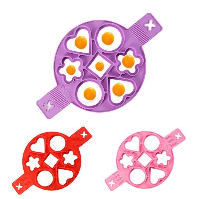 China Multi-shape Disposable Edible Omelette Silica Gel 7 Hole Round Star Heart Pancake Mold DIY Kitchen Silicone Baking Instrument for sale