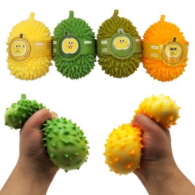 China Creative novelty TRP release durian pinch music toys stress relieve tofu ball children simulation fruit big decompression durian for sale