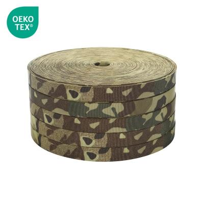 China Soft and Flexible Factory good quality 25-50 mm camouflage anti-infrared heat transfer printed camo nylon webbing for sale