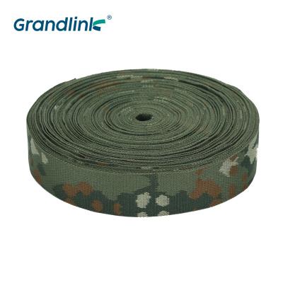 China Soft and Flexible Wholesale Weaver Custom camo polyester camouflage jacquard weave webbing tactical webbing for sale