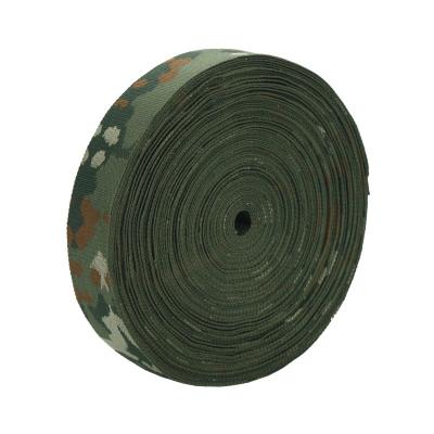 China Soft and Flexible OEKO TEX Custom Camo polyester Nylon Webbing Camouflage jacquard weave webbing tactical Webbing for sale