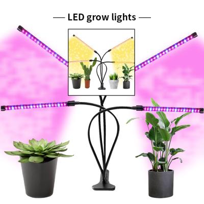 China Seed Starting 2021 Best Selling Amazon 40W Indoor Flexible Clip Timer Sulight Dimmable 4 Head Full Spectrum LED Grow Lights For Plants Seedling for sale