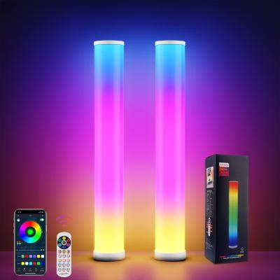 China Wholesale High Quality Colorful Modern Designer Wireless Smart Dimmable RGB Tripod Crystal Standing LED Cylinder Floor Lamp For Living R for sale