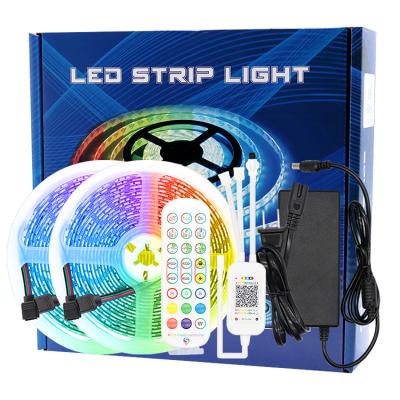 China Factory Residential OEM ODM RGB Led Strips Lamp 5050 Colorful Smart IR Cortroller LED Rope Light Flexible Led Strip Light for sale