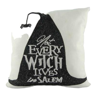 China Witch Halloween Folded Square Pillow Covers Home Decorative Throw Sofa Cushion Velvet Cover Elastic for sale