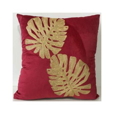 China Economical Folded Custom Design Tropical Leaves Sublimation Custom Embroidered Cushion Covers for sale