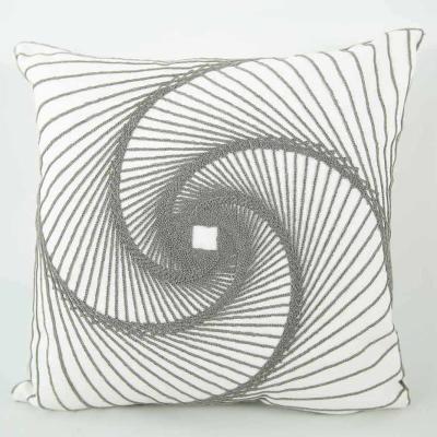 China Home Decor 3D Embroidery Pillow Case Cushion Cover Gray Geometric Canvas Cotton Square Folded for sale