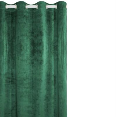 China Modern Simple Modern Curtain Living Room Velvet Solid Color Perforated Embroidery Hook Finished for sale