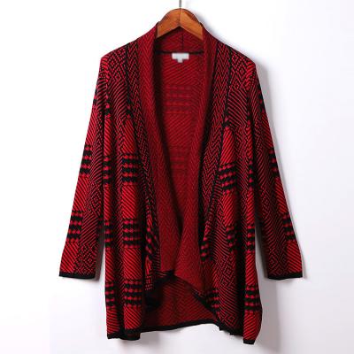 China Breathable Women Long Stripe Cardigan Sweaters Coat Computer Knitted Open Stitch Knitting Cardigan for sale