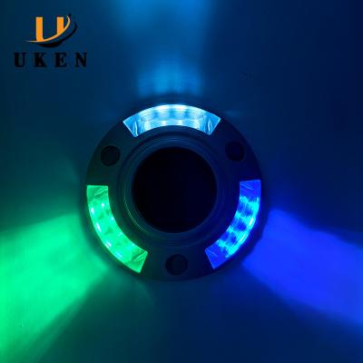 China IP68 Decks Docks Lighting Exterior Metal Shell Solar Road Stud Light 3 Colors Led Warning Marine Boat Navigation Lights for sale