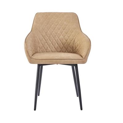 China Modern PU Cooling Dining Chair With Iron Metal Finish Legs Brown / Beige Color for sale