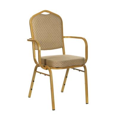 China Modern popular new design red fabric wedding hotel church banquet chair with armrest for sale