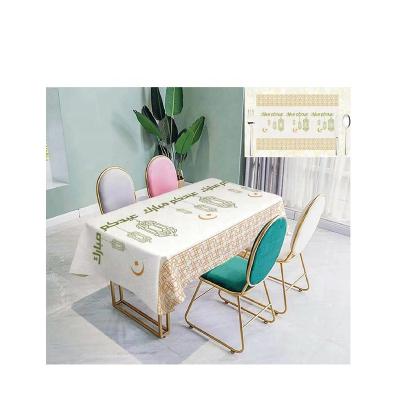 China Wholesale Customized Printing Eco-friendly Disposable Eid Mubarak Kareem Ramadan Tablecloth Polyester Table Cover for sale