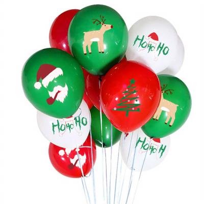 China 12 Inch Green Christmas Eco-Friendly Red And White Balloons For Christmas Eve Party Decoration for sale