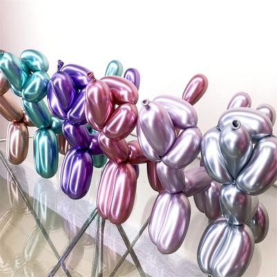 China Animal/Flower Making Toys 100pcs 30cm Thick Chrome DIY Twisting Magic Balloon Long Metallic Natural Latex Balloons for sale