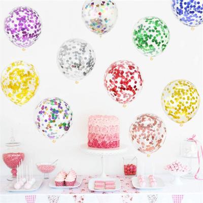 China Decoration Balloons 12inch Transparent Balloon Low Price Colorful Confetti Balloons Latex Glitter Balloons for sale