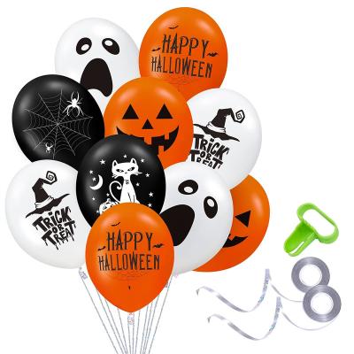 China Eco-Friendly Halloween Balloons 12 Inch White Black Orange Balloons For Nightmare Party Decorations for sale