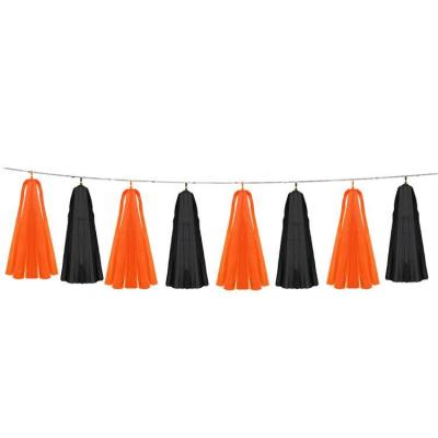 China Eco-friendly Durable Orange And Black Halloween 2022 Party Fringed Garland Banner Surprise Decoration for sale