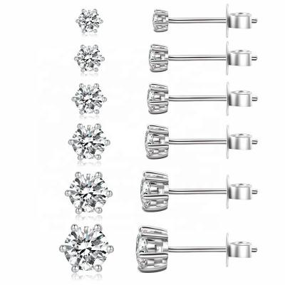 China Lead Free 925 Nickel Free Sterling Silver Small Stud Earrings Set Women 2022 Luxury Boys Girls CZ Cubic Zircon Wedding Earring Jewelry 4A Summer for sale