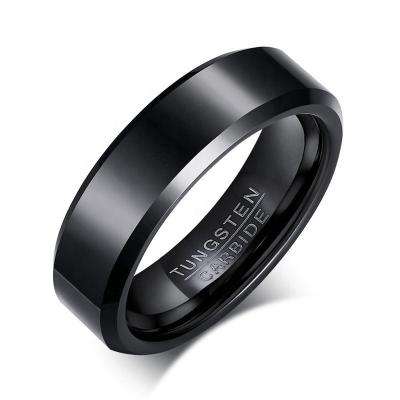 China High Polished Magic Carbide Mens Tungsten Black Anillos Width 8mm Wedding Engagement Ring for sale