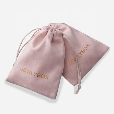 China Soft Flannel 8*10cm Rose Custom Suede Cloth Jewelry Pouch Bags, Customized Drawstring Bag Suede Jewelry Pouch for sale