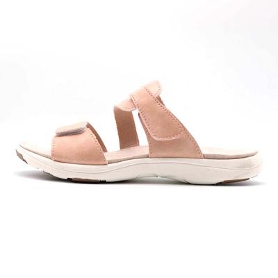 China Fashion Trend Woman Slipper Sandal 2021 Imitation Suede Faux Leather Textile Phylon Slipper for sale