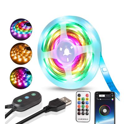 China Hotel Rainbow USB Bluetooth Led Strip Led Strip Lights Music Chase Effect Light Strip Waterproof 16.4FT/5M Dreamcolor Led Tape for sale