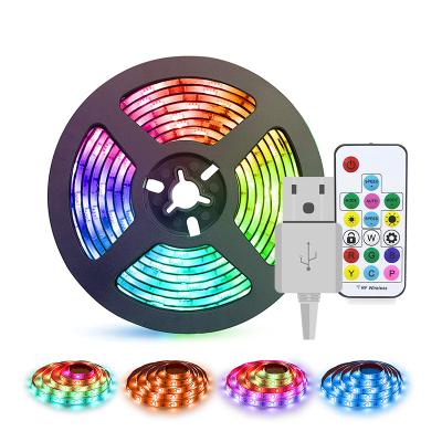 China Hotel WS2812B USB Powered Abtong Rainbow Color LED Lights Strip LED TV Backlight Strip with RF Remote Color Changing Strip Lights for sale