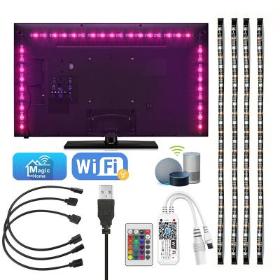 China Precut Flexible Hotel 4xUSB LED Strip Lights Strip Color Changing RGB 5050SMD TV Backlight WiFi App Magic Home Control Pro For TV for sale